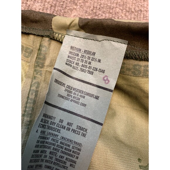 US Military Pants Cold Weather Camo M (31-35) 8415-01-228-1346 Goretex Trousers - Picture 7 of 8